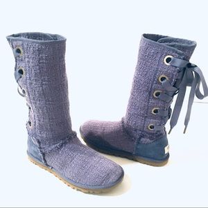 UGG Heirloom Lace Up Blue Periwinkle Boots Size 7